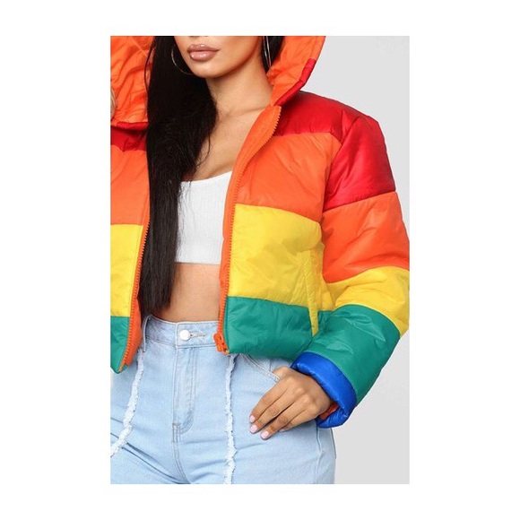 CASUAL STRIPED MULTICOLORED COTTON-PADDED JACKET - Picture 2 of 8